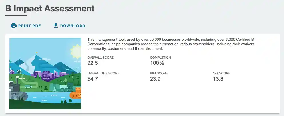 Screenshot of the Business Impact Assessment tool