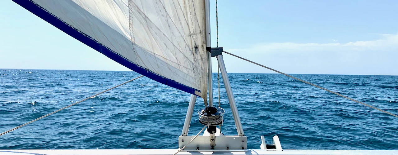 View from a sailboat of the Caspian Sea