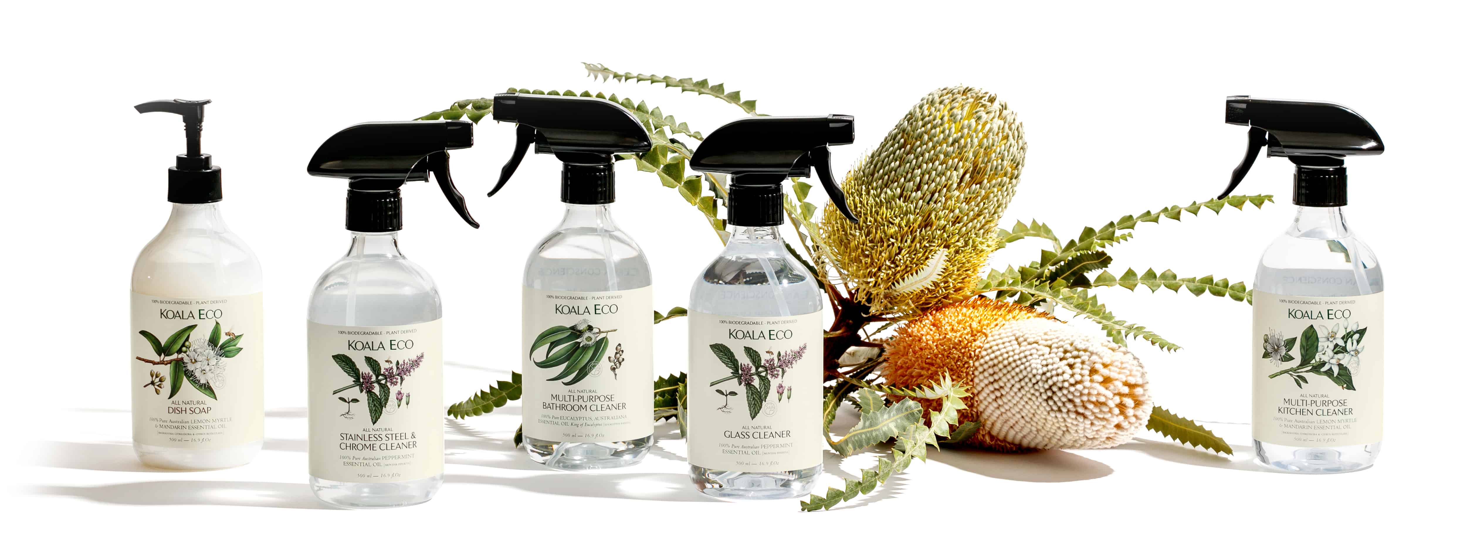 Collection of Koala Eco branded cleaning products