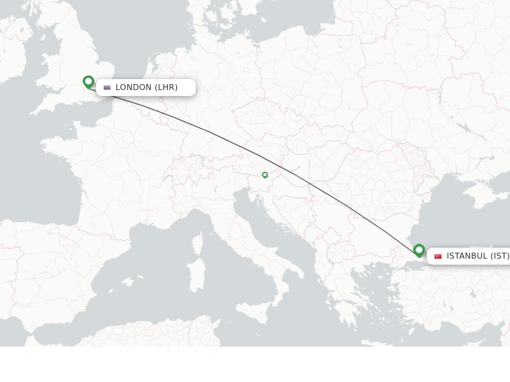 Flight path from London to Istanbul