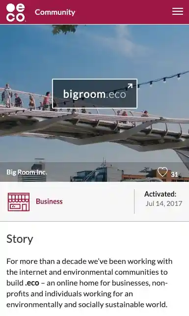 .eco profile for bigroom.eco