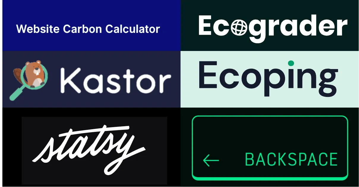 Composite of logos of website carbon audit tools reviewed in the article