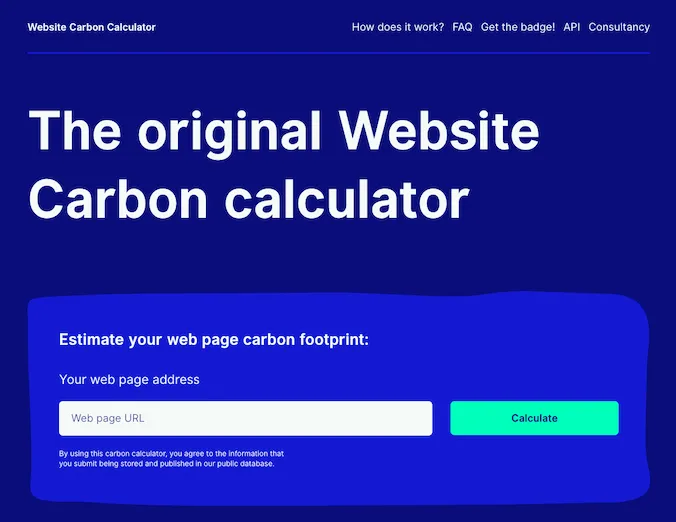 Screenshot from websitecarbon.com